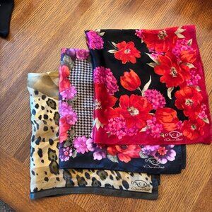 Vintage Oscar de la Renta Silk Scarves - Set of 3 - 20" x 20" inches